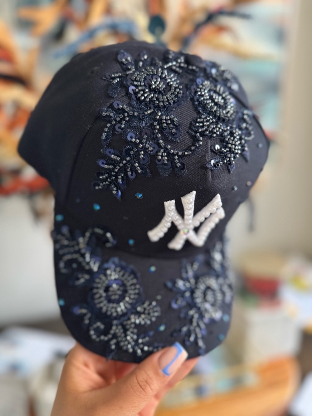 New Era Navy Blue Embellished NY Logo Baseball Cap
